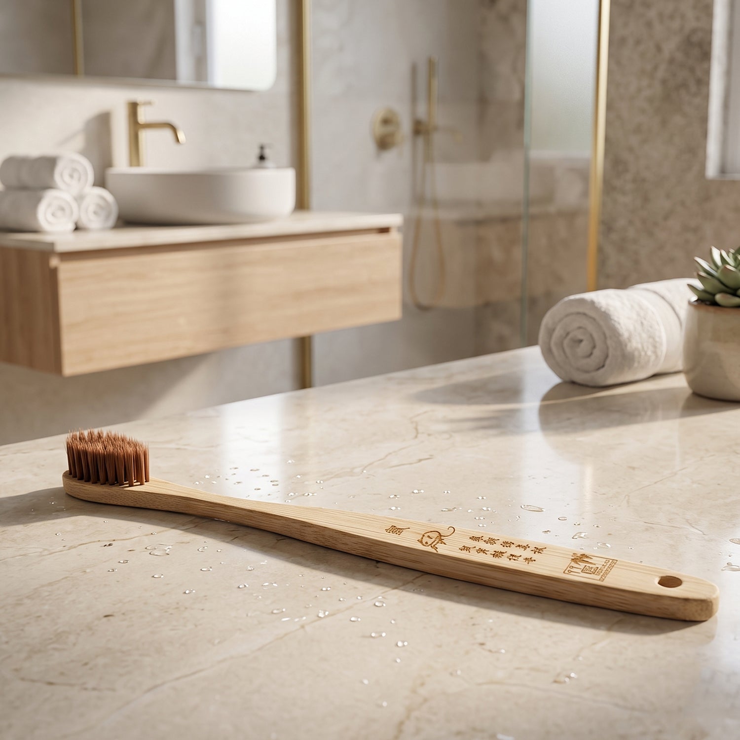 Soft Bristle Bamboo Toothbrush, Eco-Friendly Wooden Toothbrush with Engraved Handle (1 Pc)