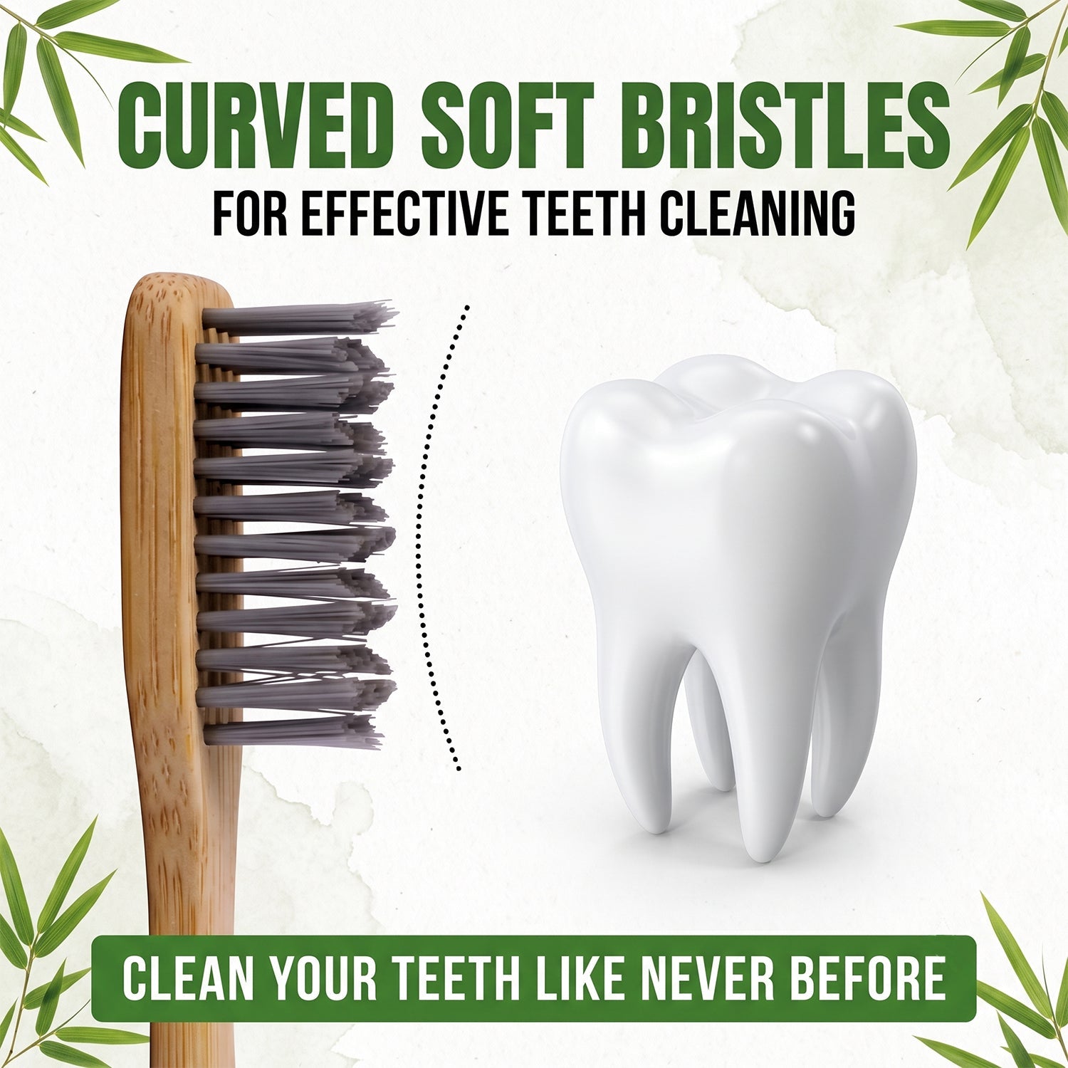 Soft Bamboo Toothbrush, Biodegradable Wooden Toothbrush with Soft Bristles (1 Pc)