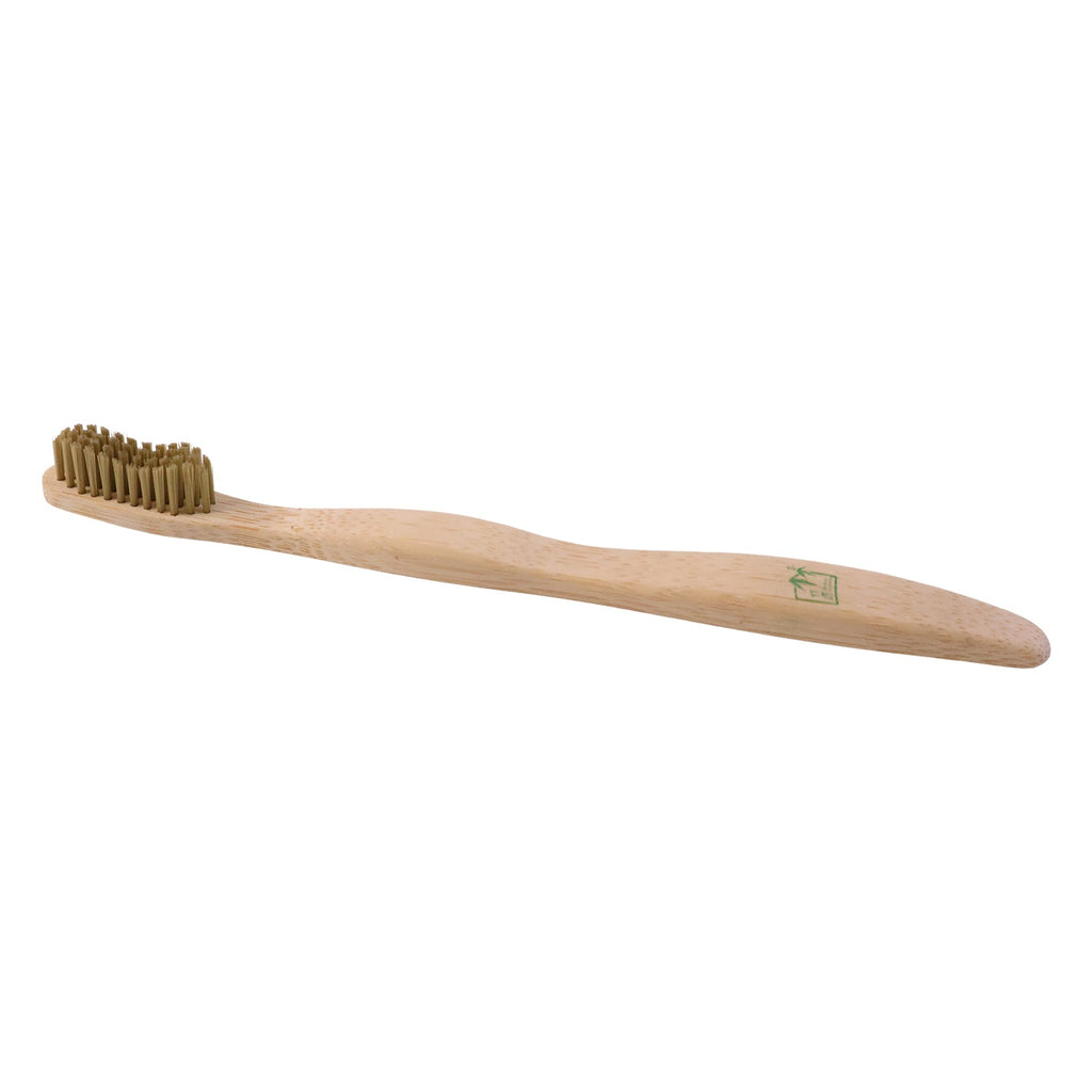 Soft Bristle Bamboo Toothbrush, Eco-Friendly Wooden Toothbrush with Green Bristles (1 Pc)