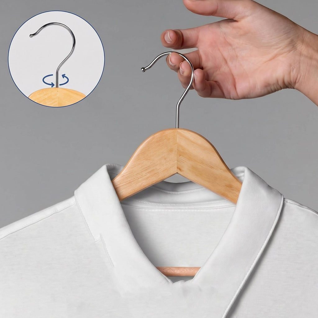 Smooth polished wooden hanger for jackets, coats and dresses