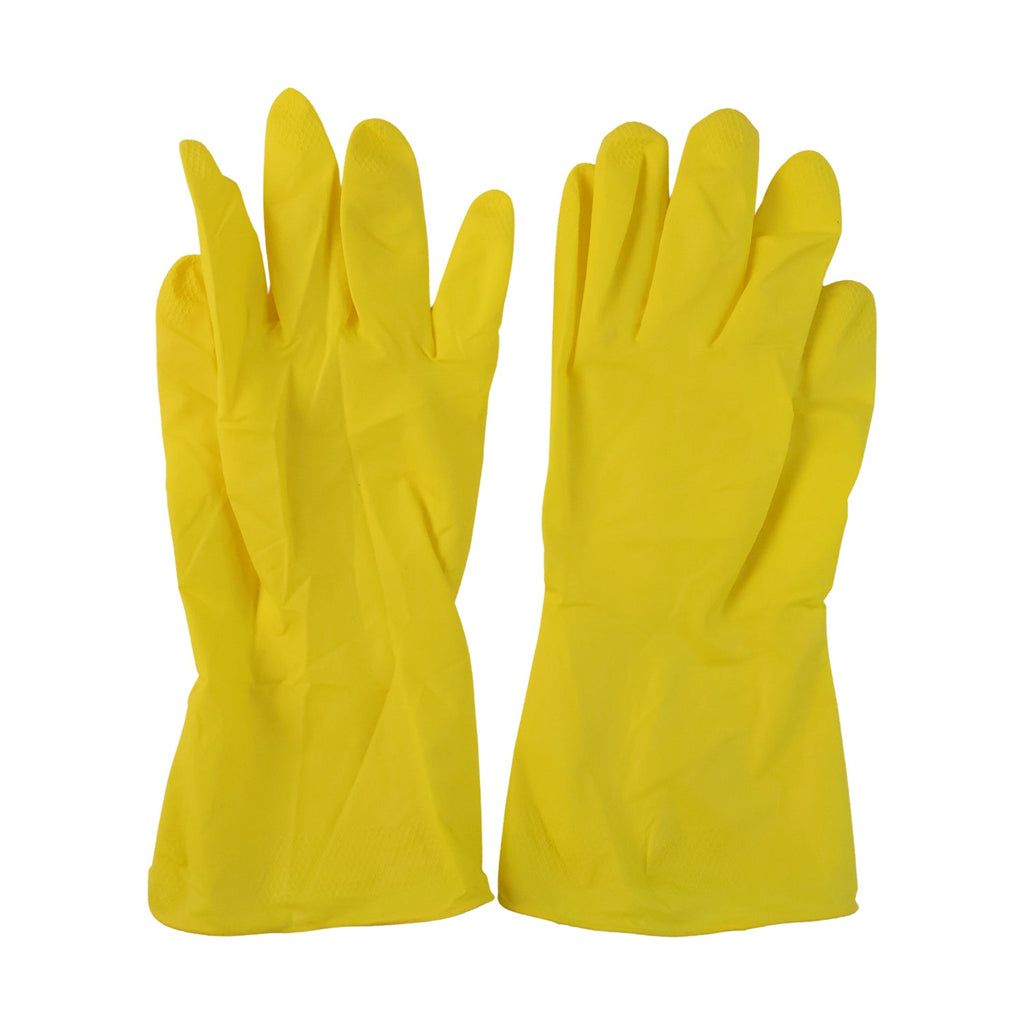 Reusable yellow waterproof rubber gloves for household chores