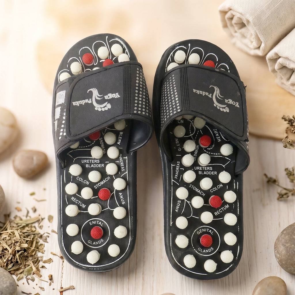 Acupressure foot massage slippers with reflexology nodes, size 7 and 8 (1 pair)