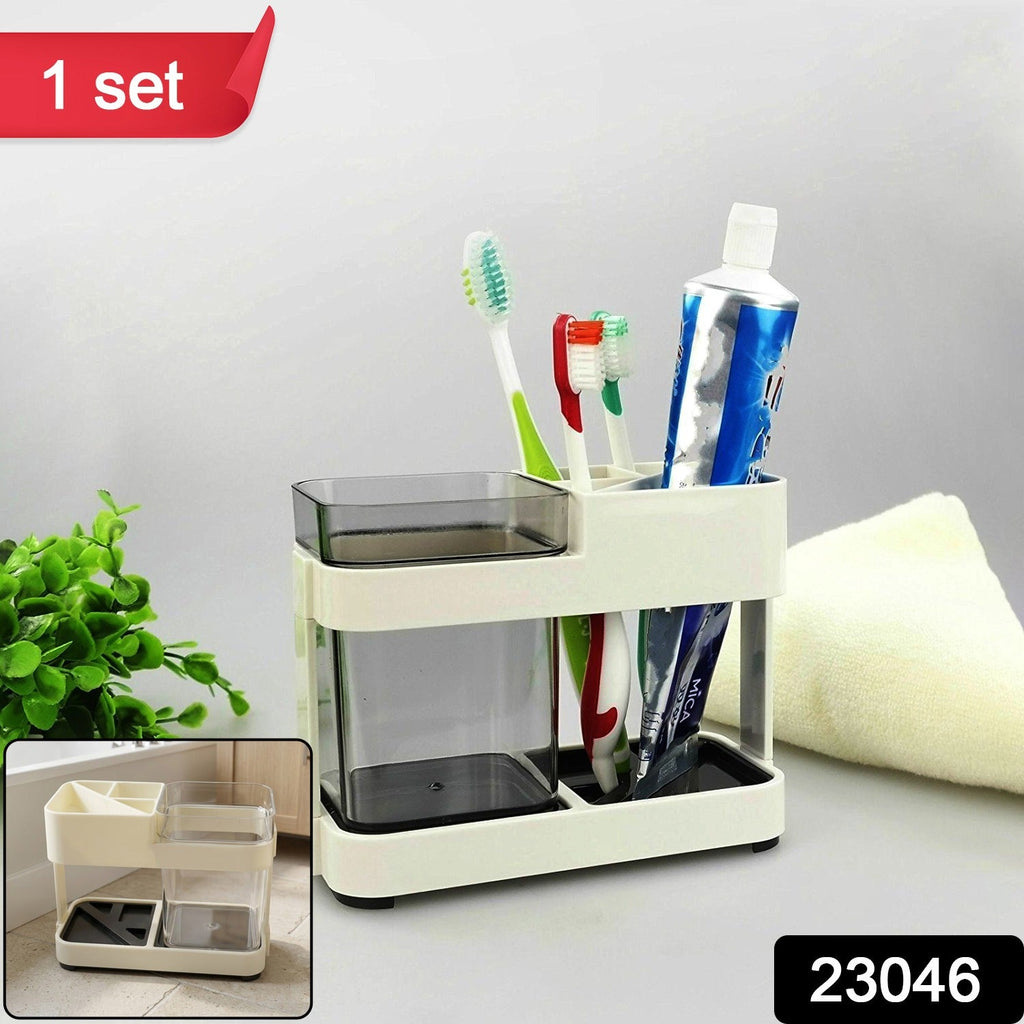 Top view of toothbrush and toothpaste organizer
