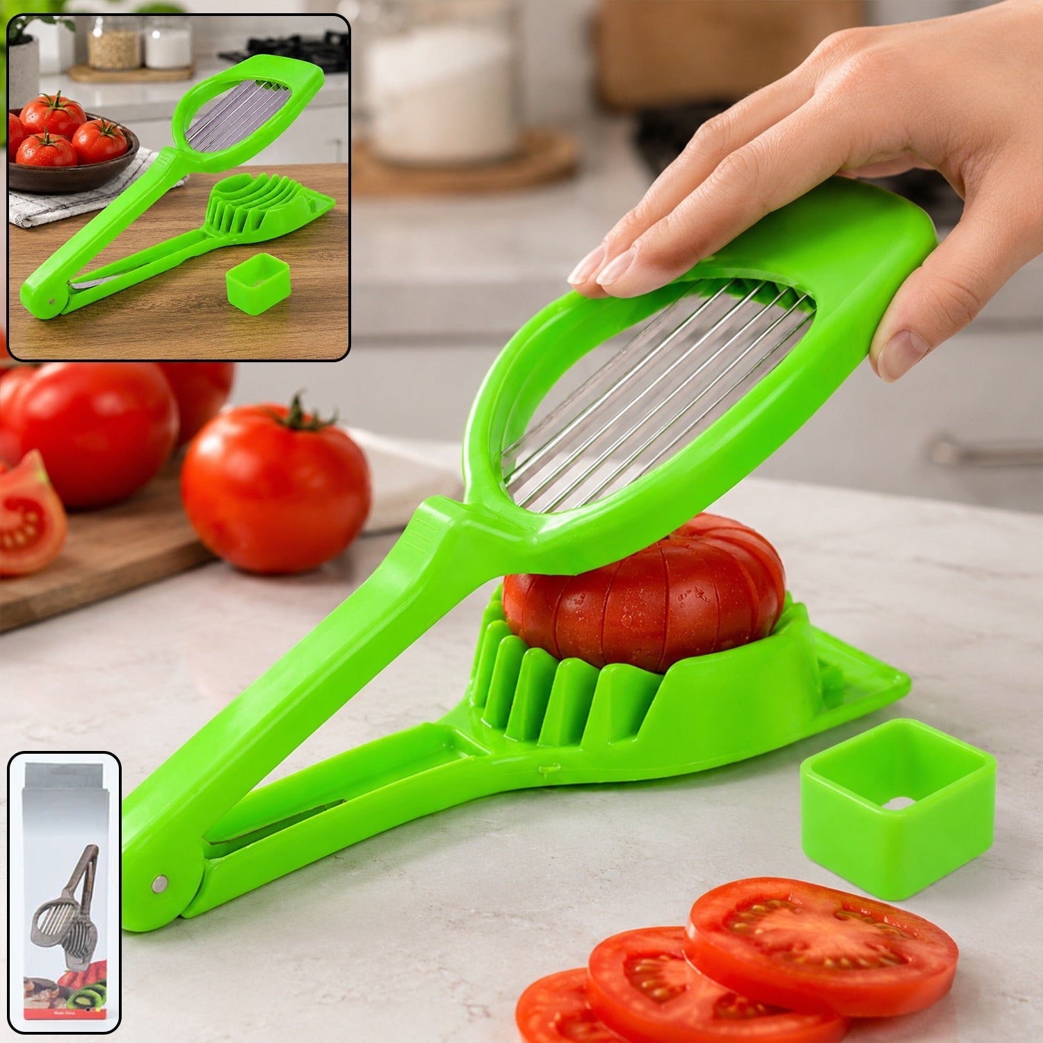 Tomato and Strawberry Slicer, 7 Steel Blade Fruit and Vegetable Cutter (1 Pc)