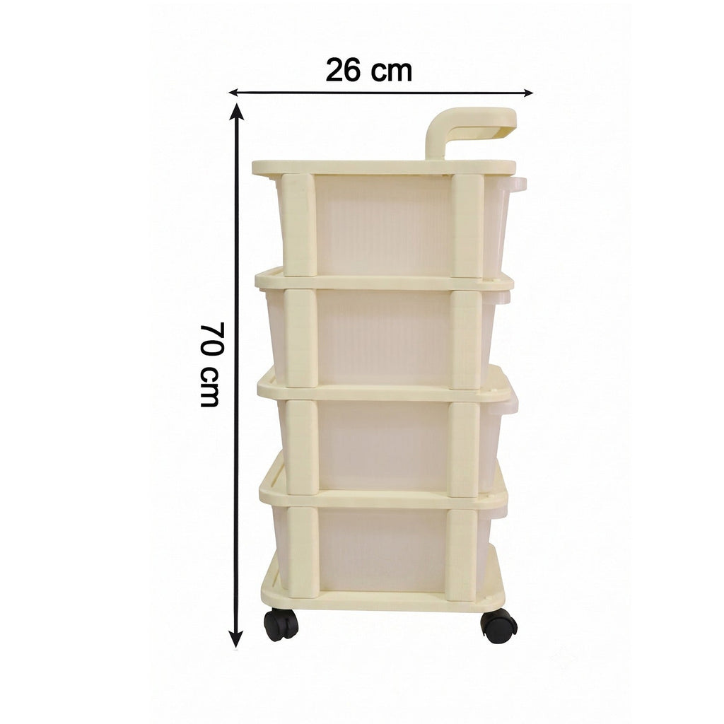 Space saving rolling organizer cart for tidy storage