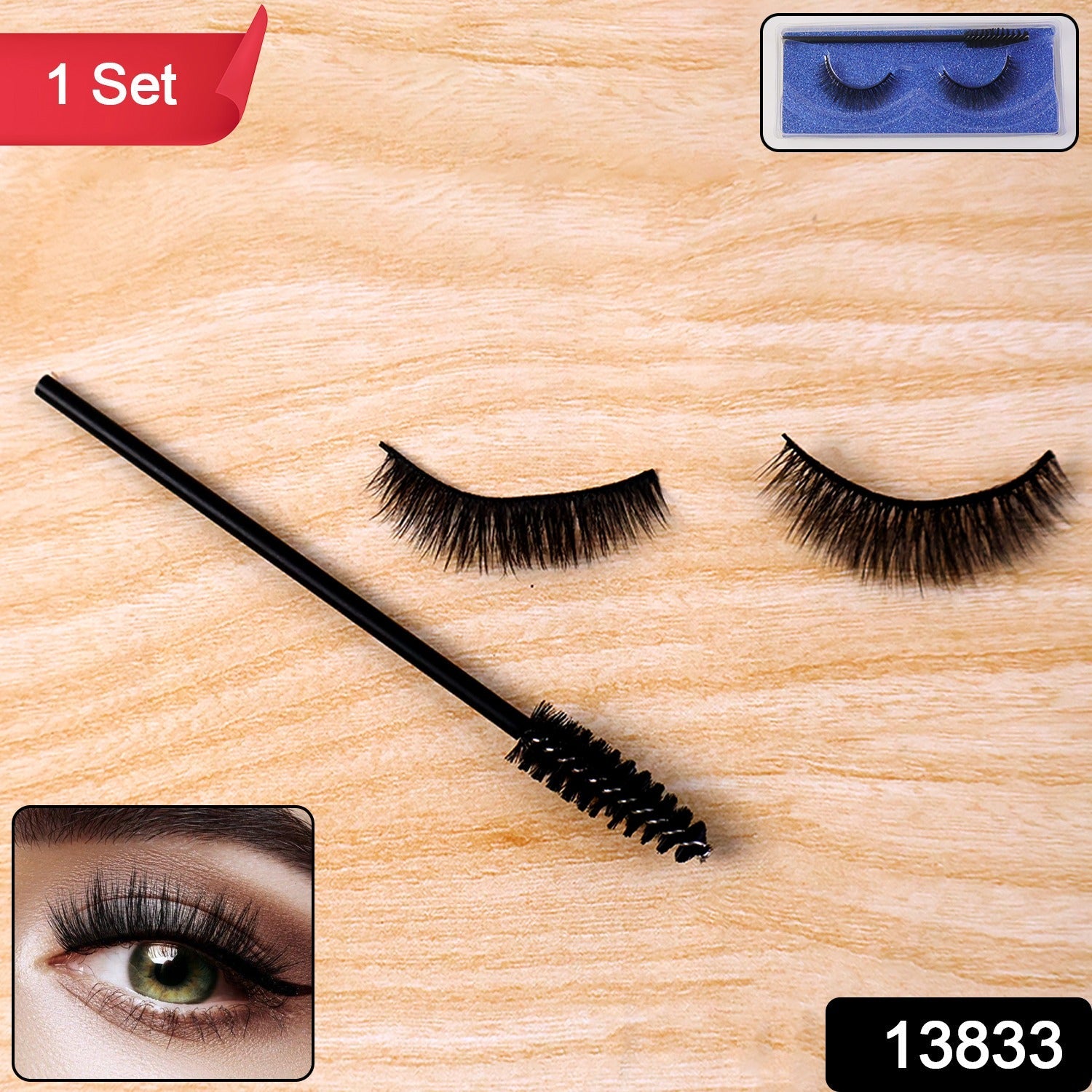Close-up view of soft mink eyelashes from the 3D set