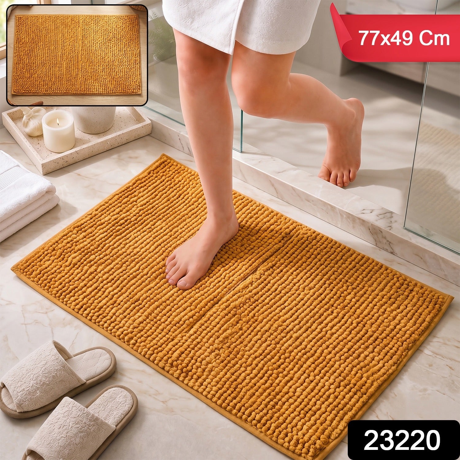 Soft microfibre door mat with anti slip backing for entrances