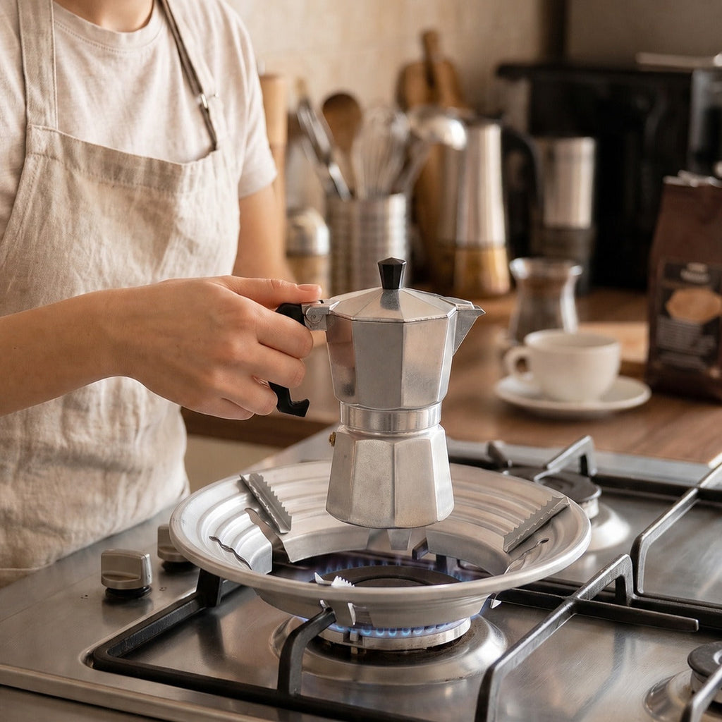 Anti slip gas stove trivet for pans and moka pots