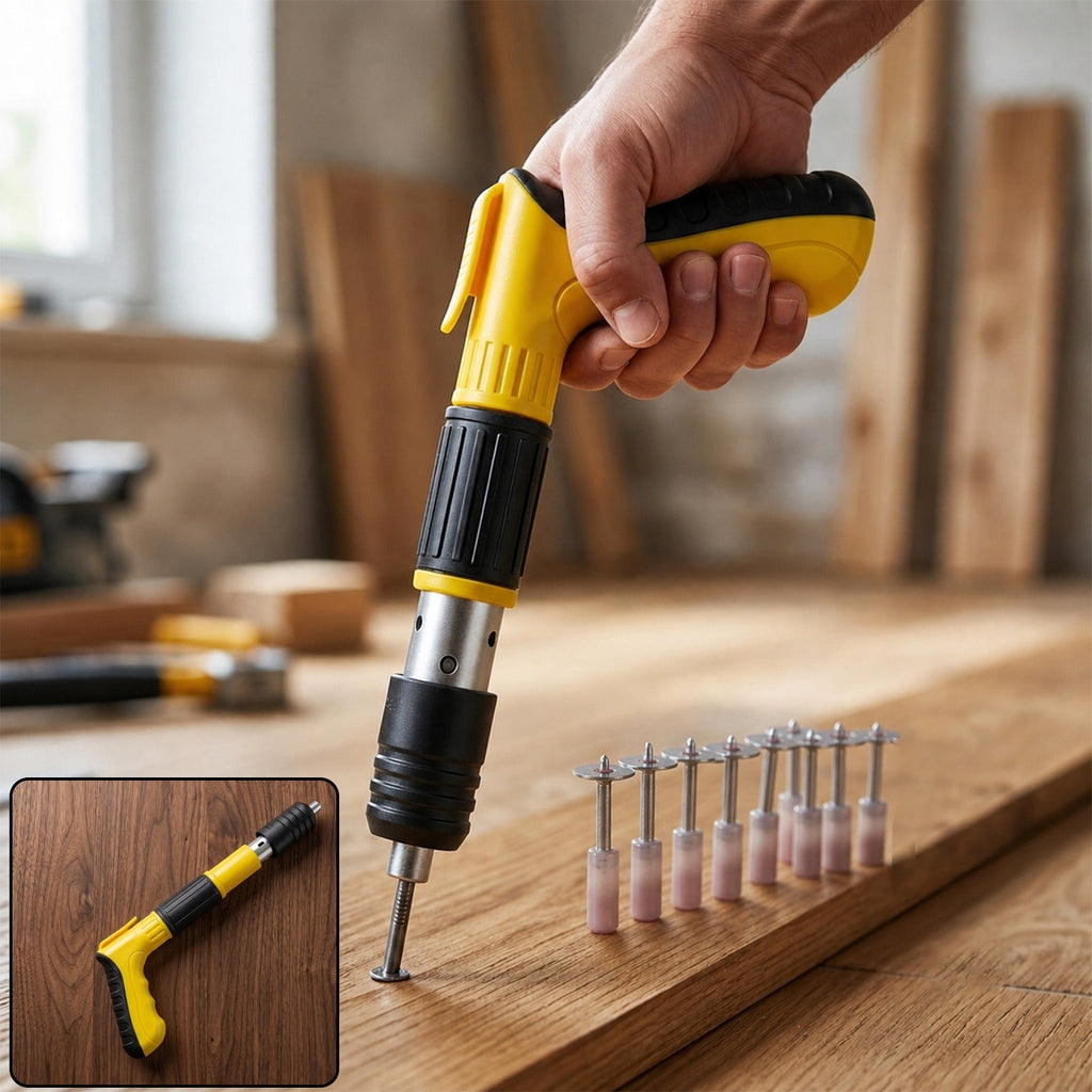 Manual wall fastening nail gun tool set for wood and concrete