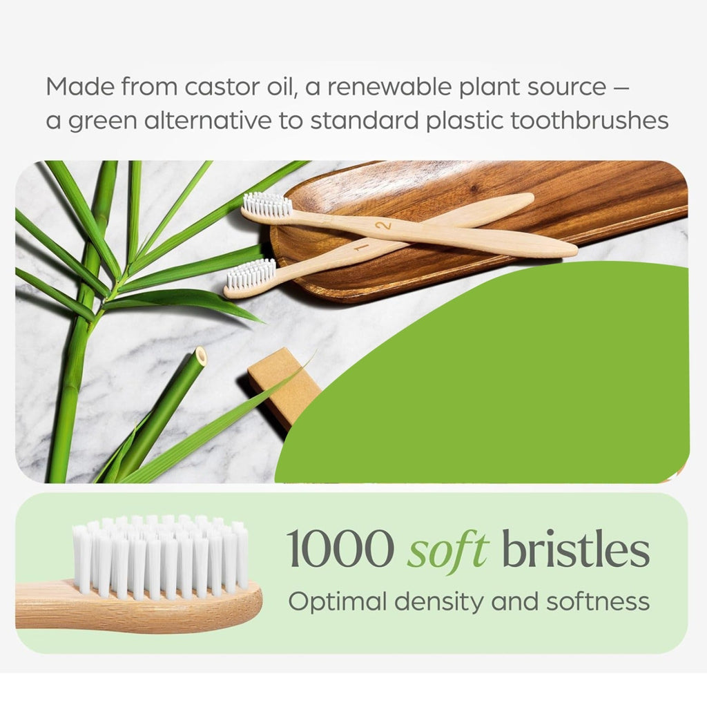 Women Bamboo Toothbrush Set Soft Bristles Eco Friendly Biodegradable (2 Pc)