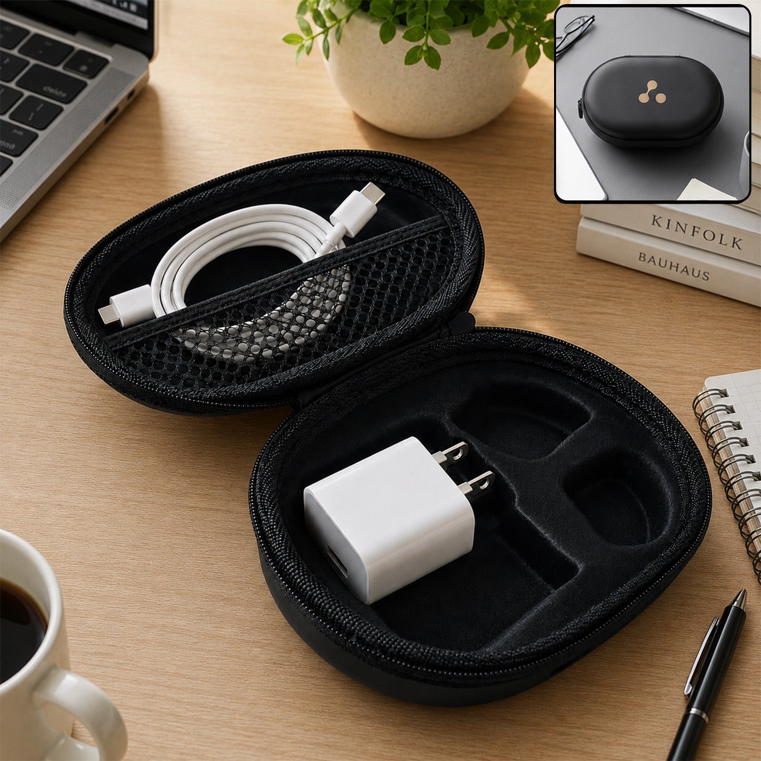 Mix Design Hard Shell Charging Cable and Adapter Storage Case (1 Pc)