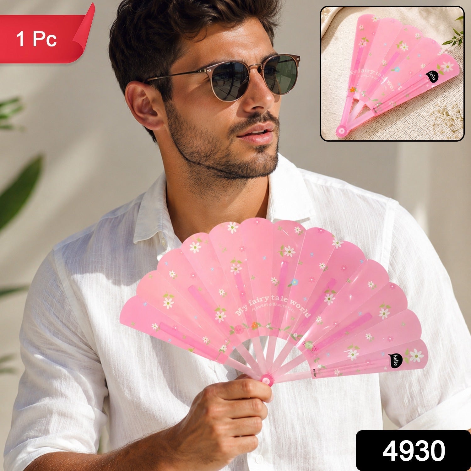 Foldable Hand Fan for Men Lightweight Pocket Size Portable Cooling (1 Pc)