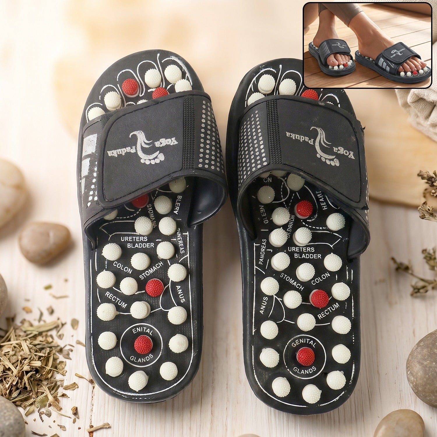 Acupoint massage slippers for foot relaxation and circulation