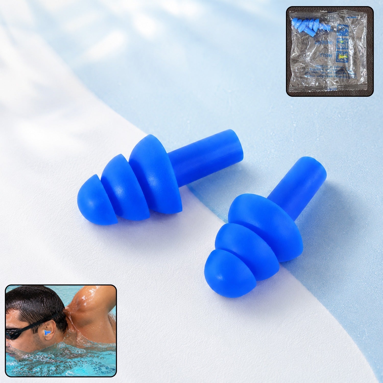 Men Swimming Ear Plugs Reusable Waterproof Silicone for Swimming (2 Pc)