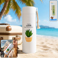 450ml borosilicate glass water bottle with bamboo lid, ideal for travel.
