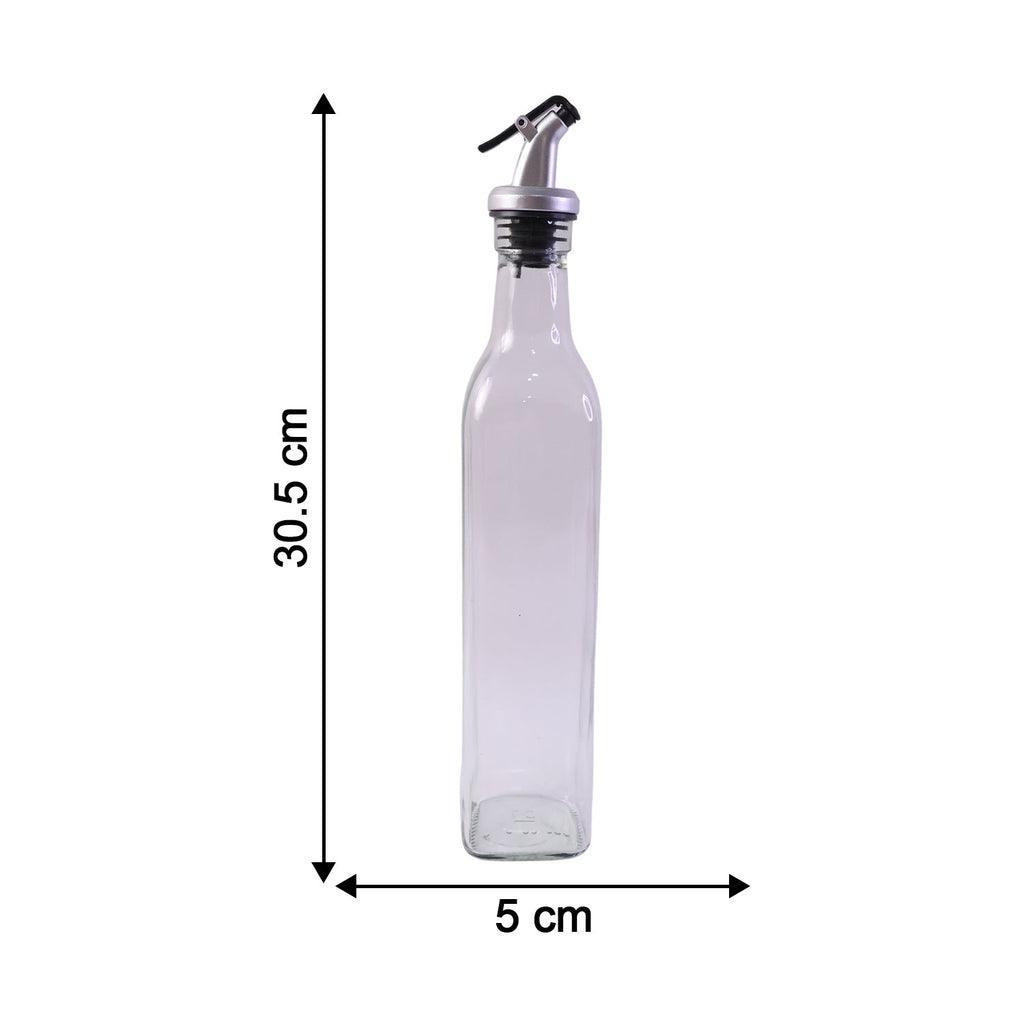 Dimensions of glass oil dispenser bottle in millimeters