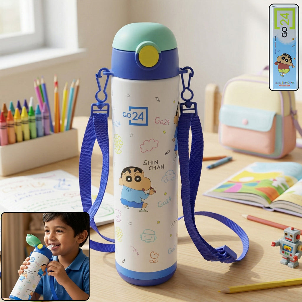 Kids cartoon stainless steel water bottle for school and outdoor activities