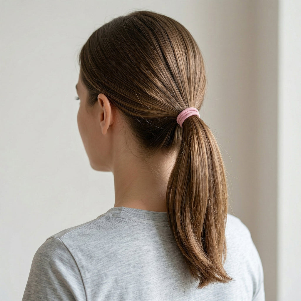 Neutral coloured elastic hair bands with a secure grip, perfect for everyday styling.