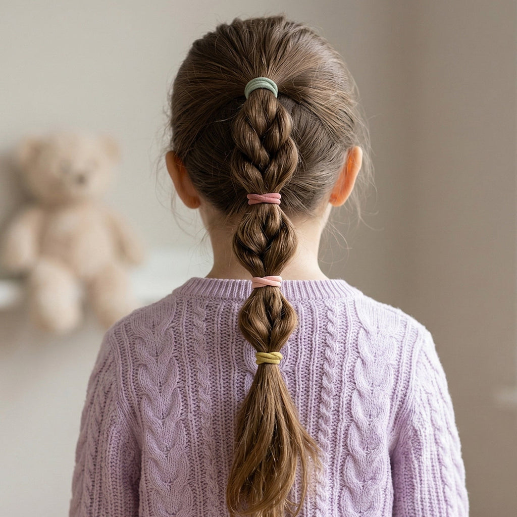 Assortment of neutral tone elastic hair bands, ideal for versatile daily hairstyles.