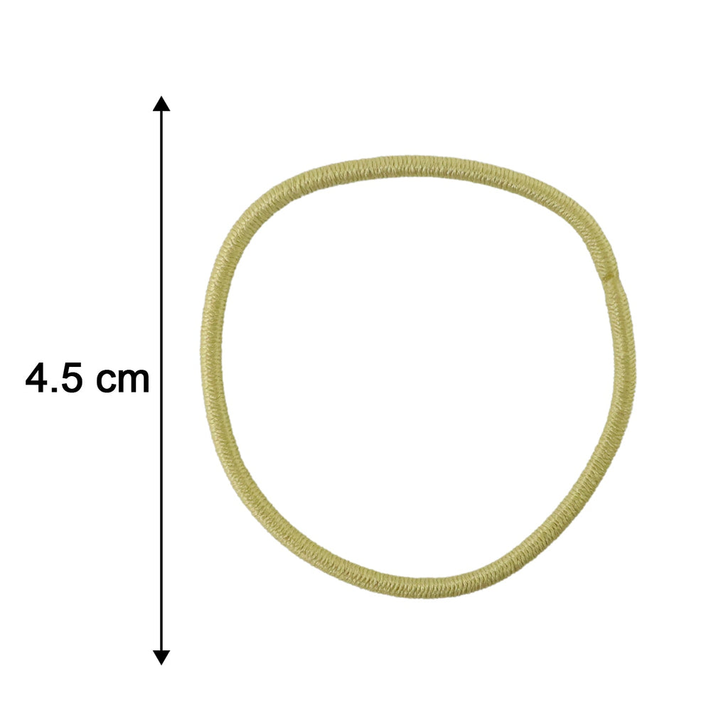 Size comparison of stretchable elastic hair bands, showcasing their durable material.