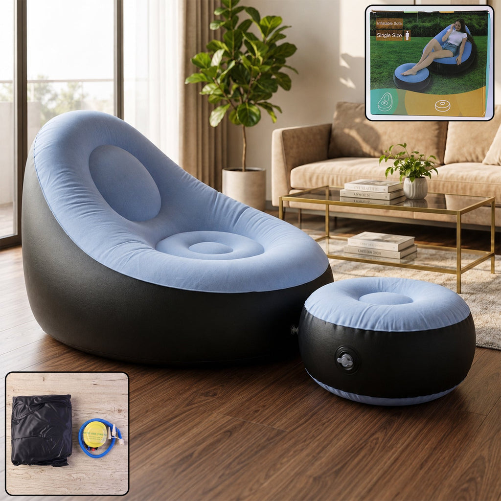 Soft flocked surface inflatable air chair set for maximum comfort