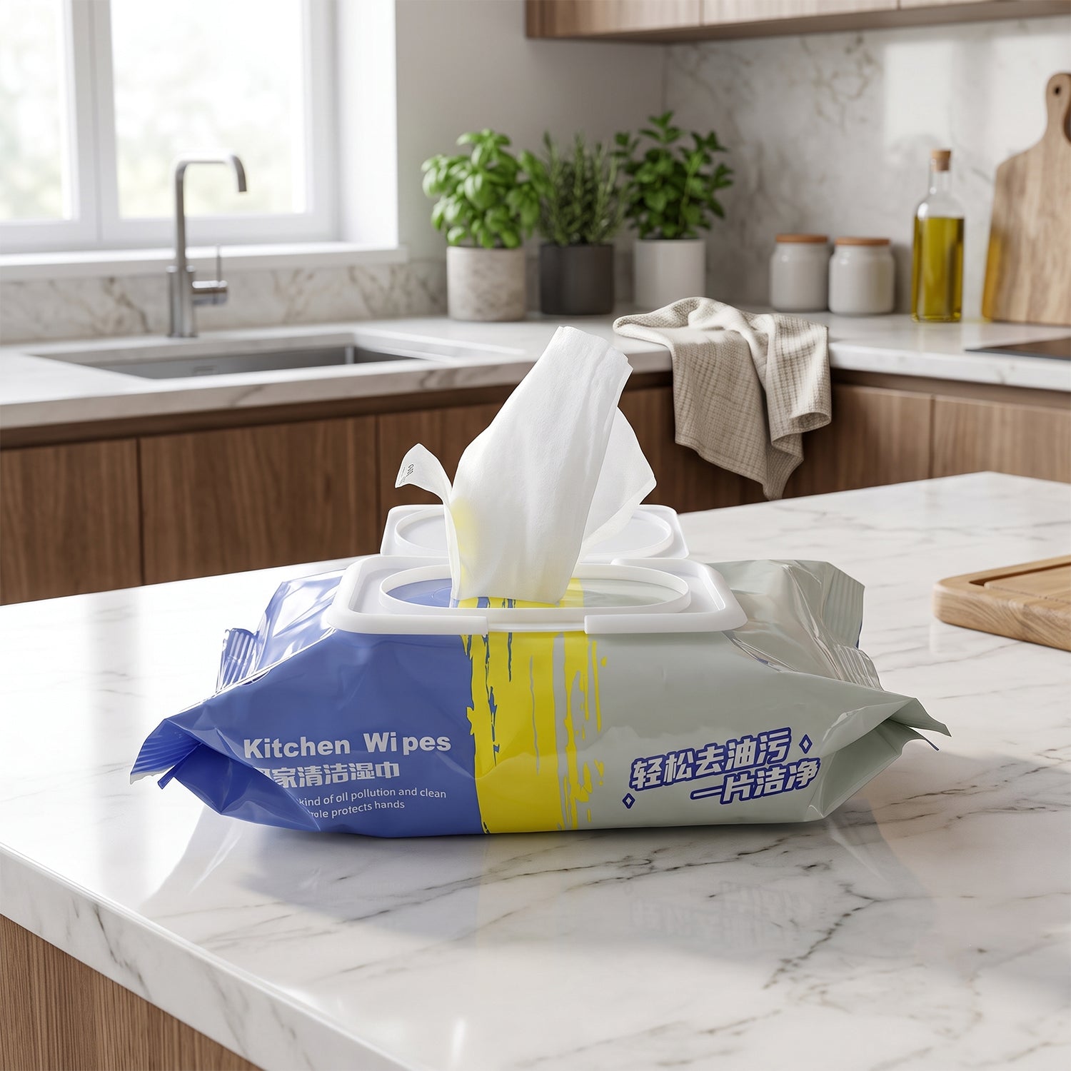 Heavy duty kitchen wipes for degreasing surfaces and appliances