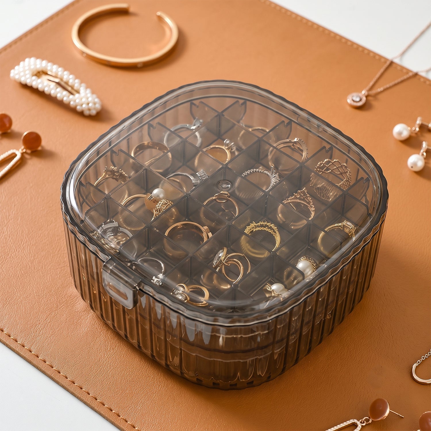 Stackable plastic organizer for jewellery and small accessories