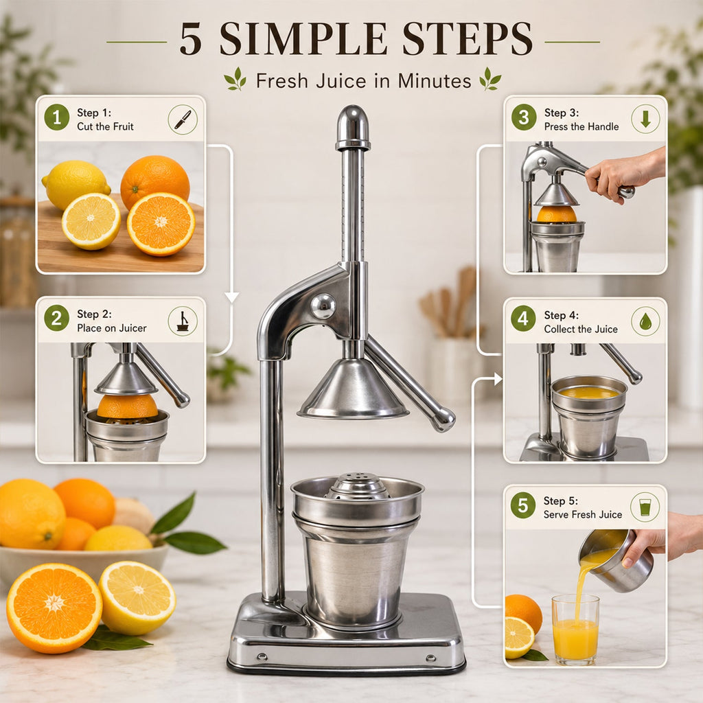 Hand press lemon squeezer with durable build
