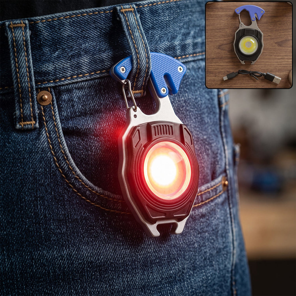 Travel LED Light Keychain Rechargeable Multifunction Mini Flashlight (1 Pc)