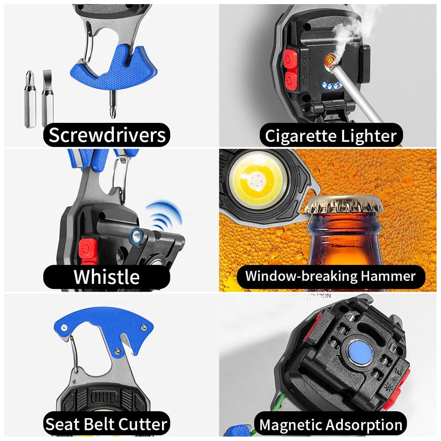 Travel LED Light Keychain Rechargeable Multifunction Mini Flashlight (1 Pc)