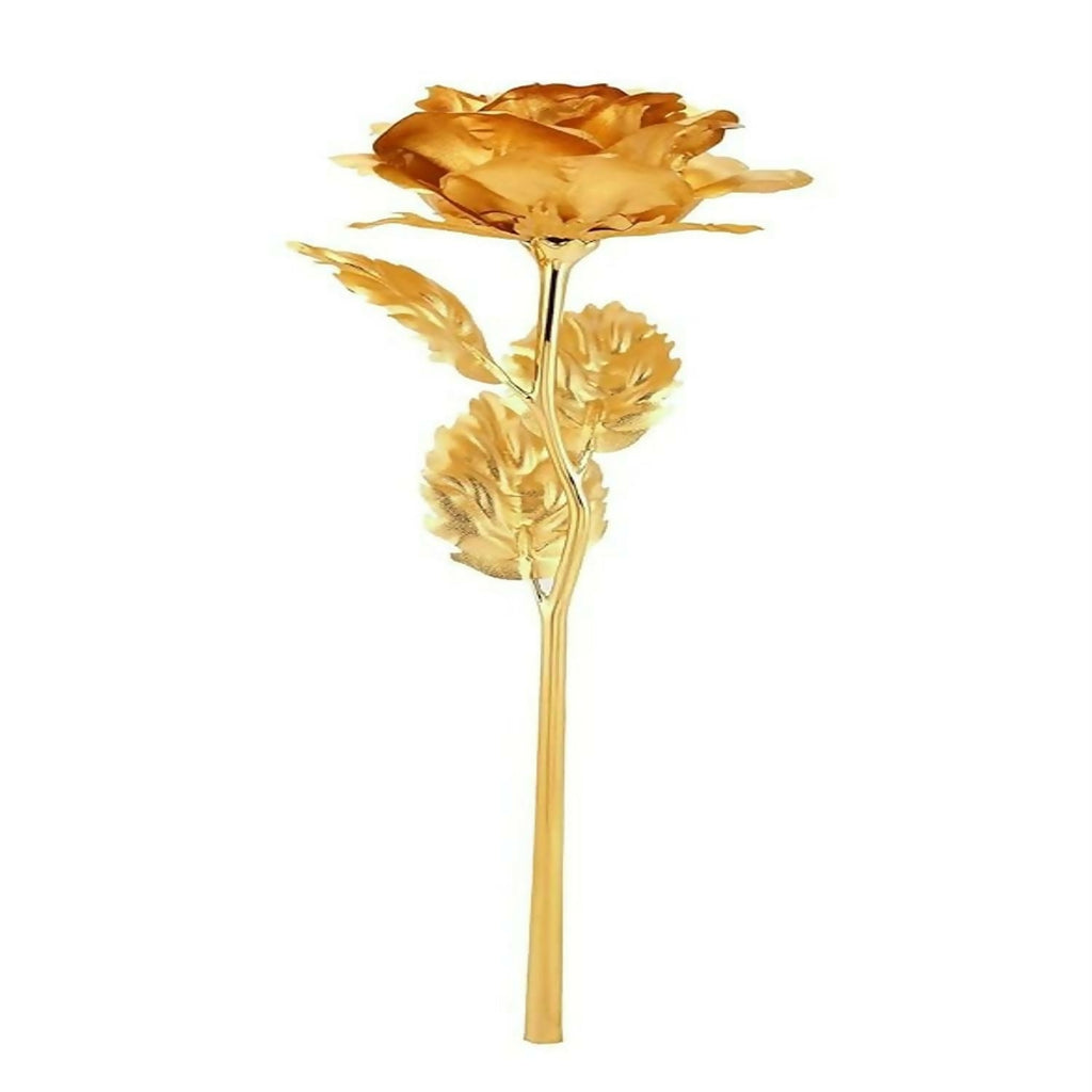 Artificial golden rose arranged in elegant gift box