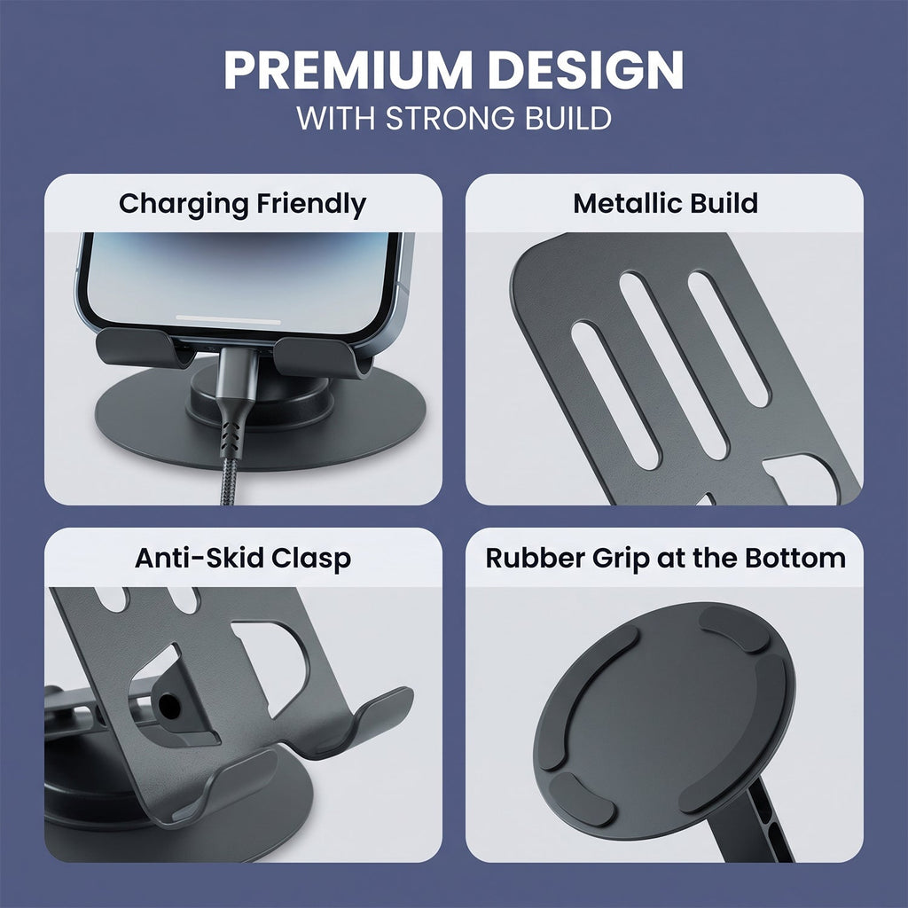 Compact adjustable phone stand for home and office