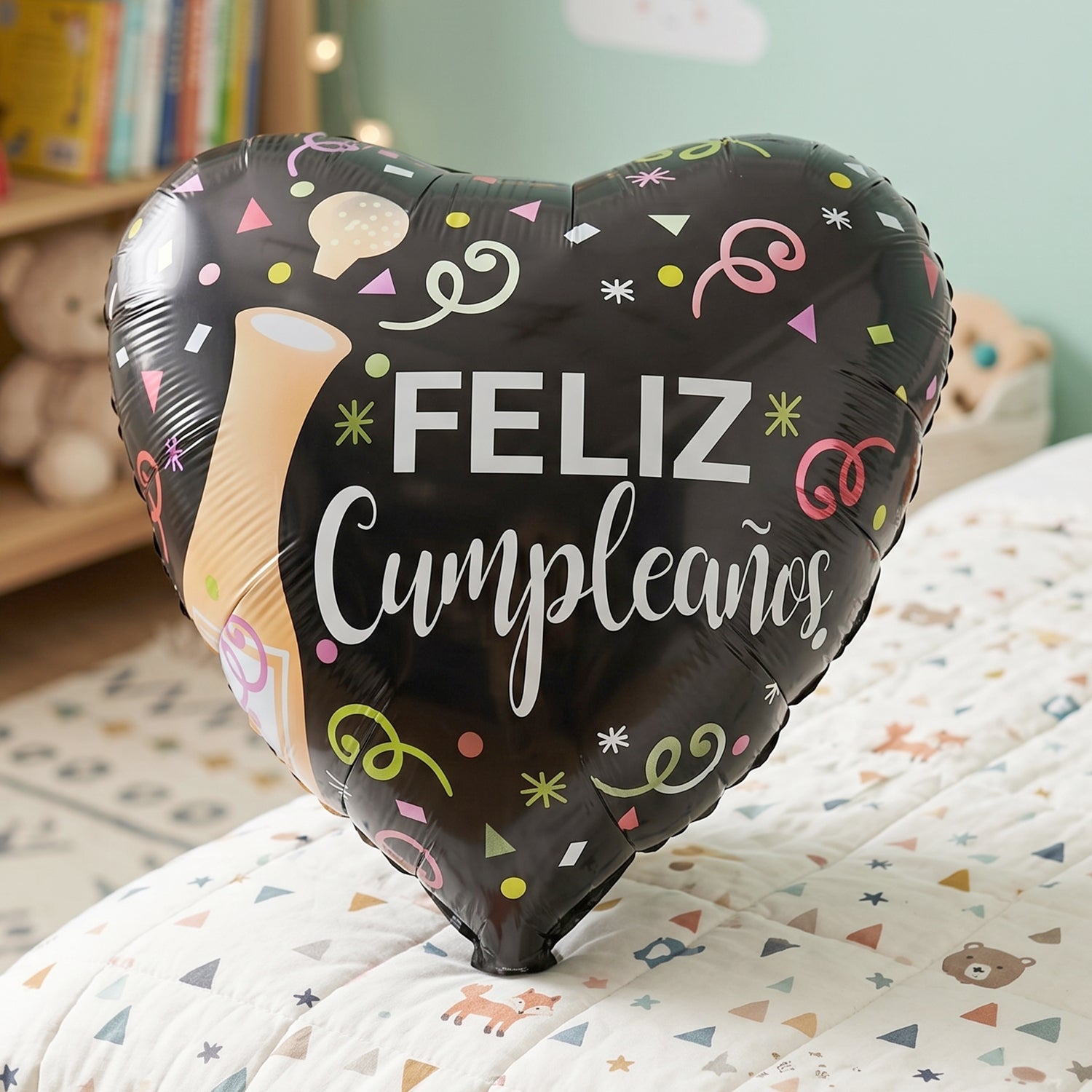 Birthday black heart foil balloon for party decoration