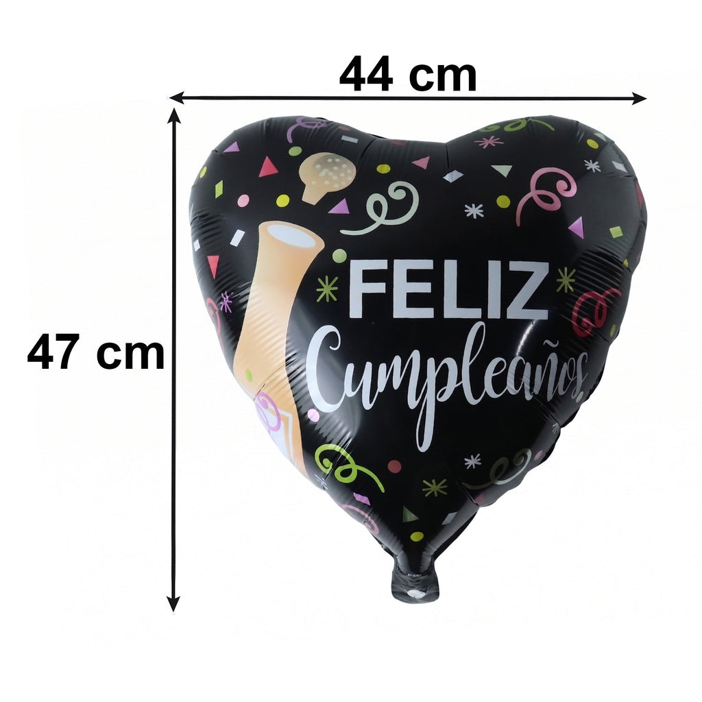 Festive black heart foil balloon for events