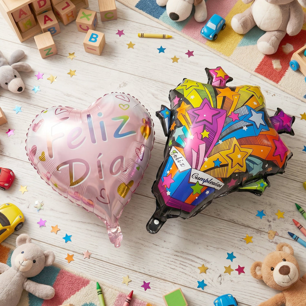 Party backdrop decoration with mix-design foil balloons