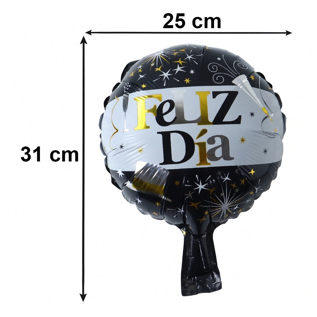 Close-up of shiny black gold foil balloon