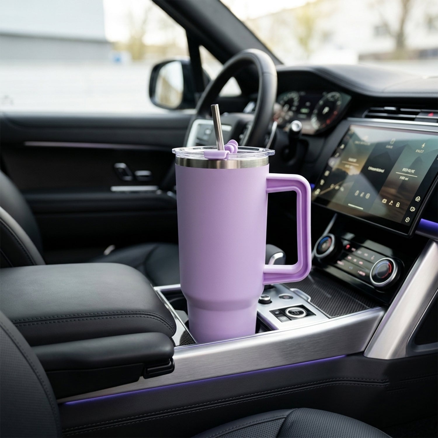Insulated 1200 ml purple tumbler keeps drinks hot and cold