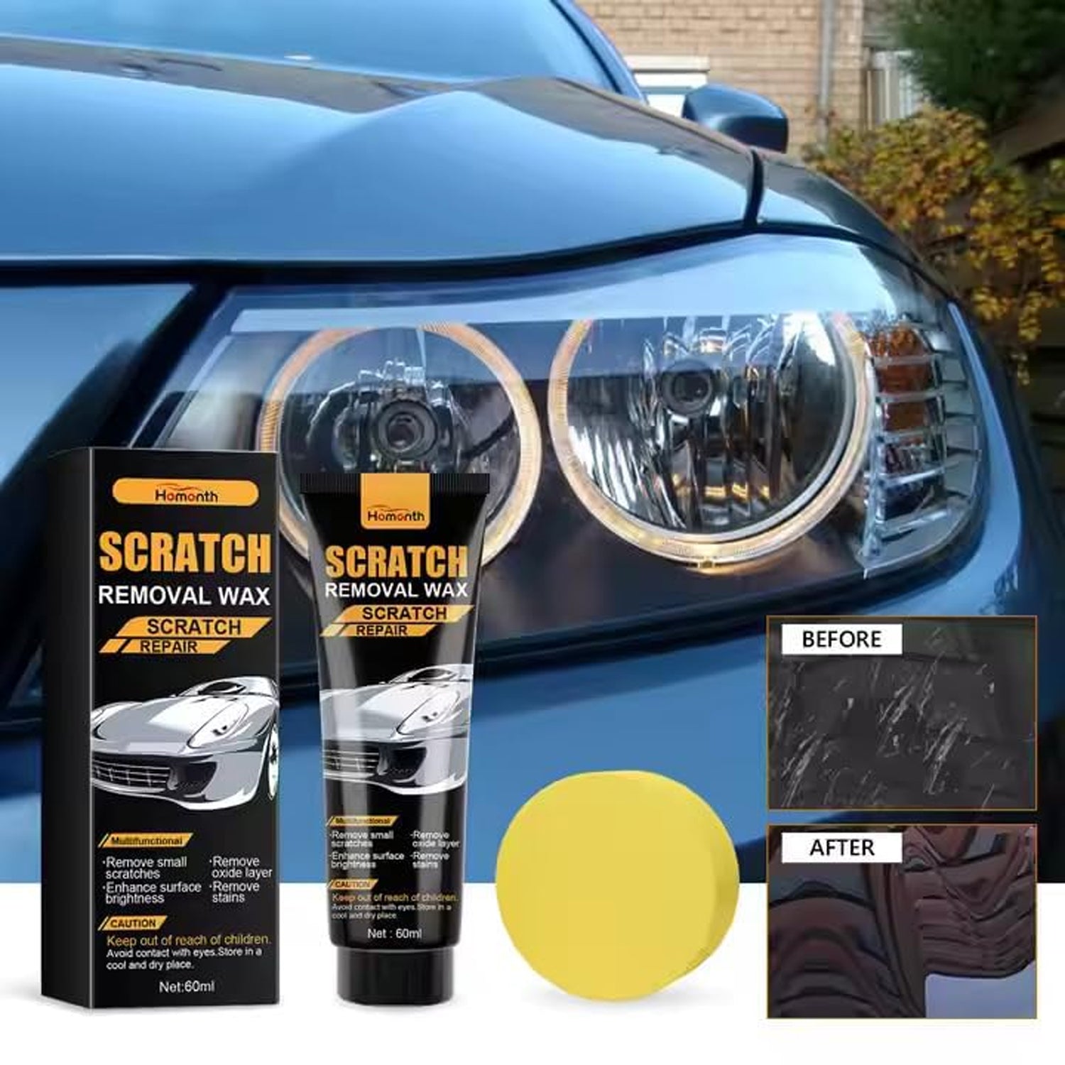 Alternative angle of scratch removal wax for car paint repair