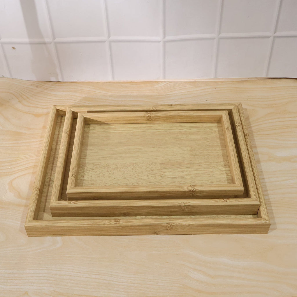 Multipurpose wooden tray set for home use