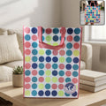 Large printed reusable shopping tote bag with vibrant design