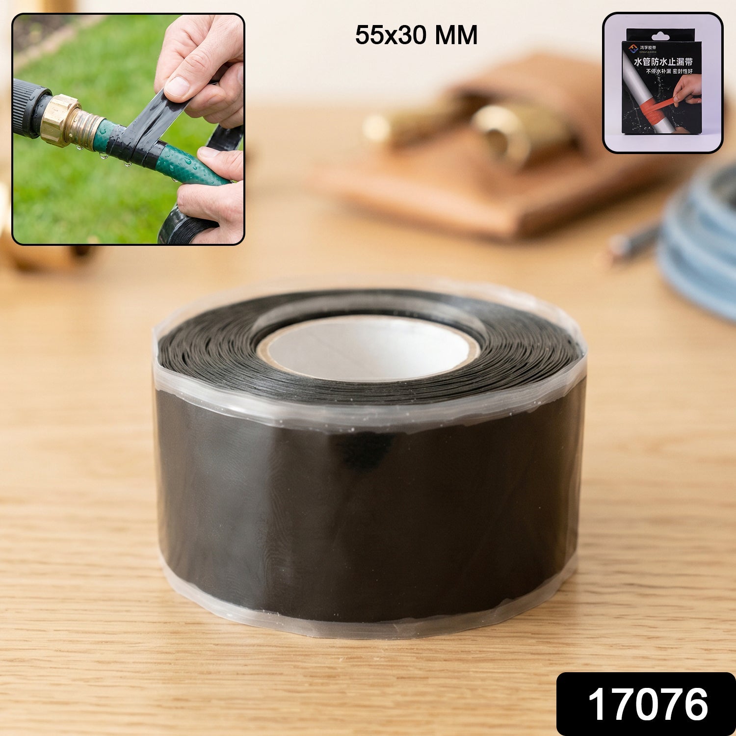 Close-up of waterproof silicone tape sealing a leaking pipe