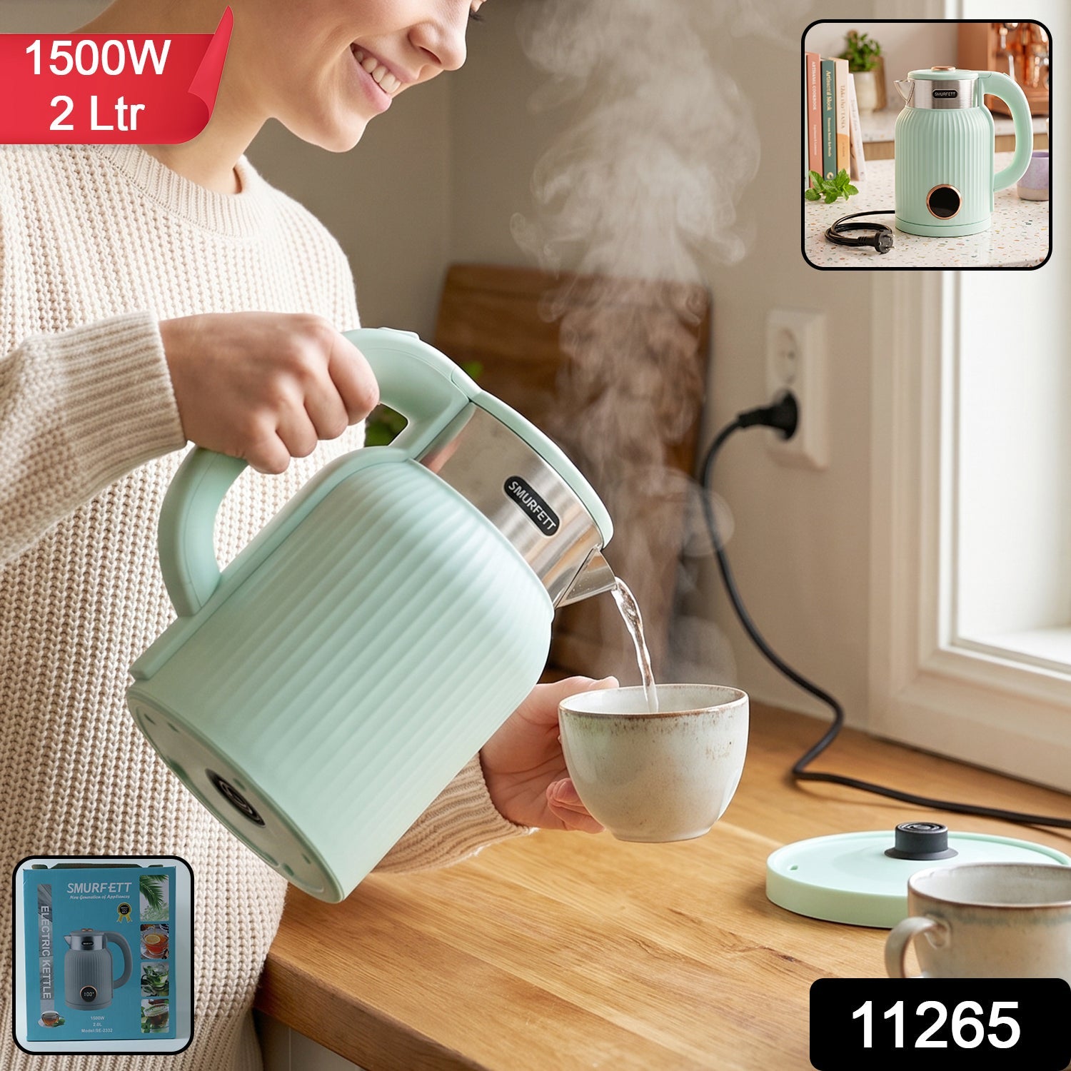 2 litre 1500W electric kettle for fast boiling water