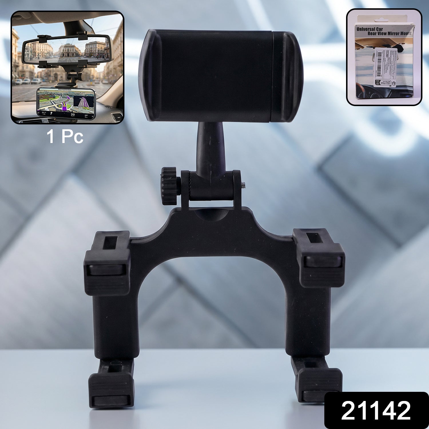 Rear view mirror phone mount with 360 degree rotation for cars