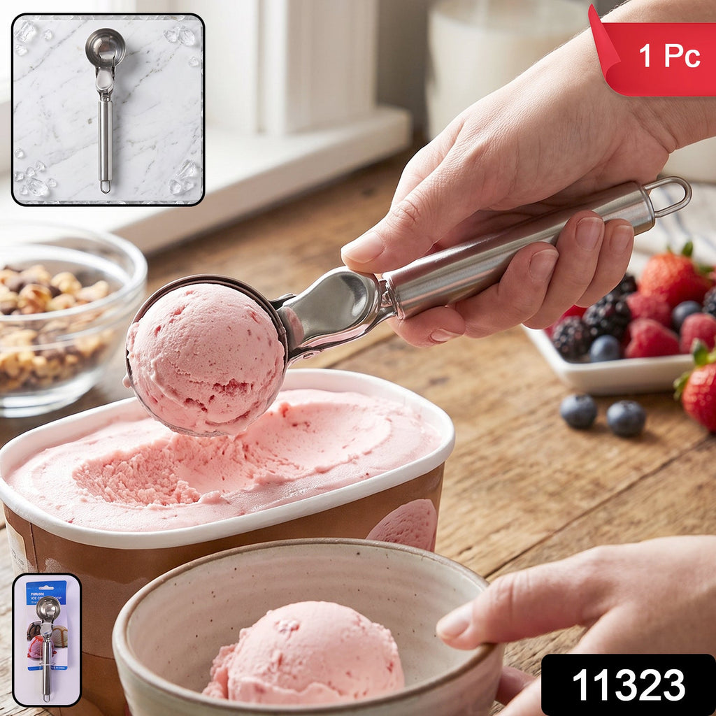 Trigger release ice cream scoop in stainless steel for neat scoops