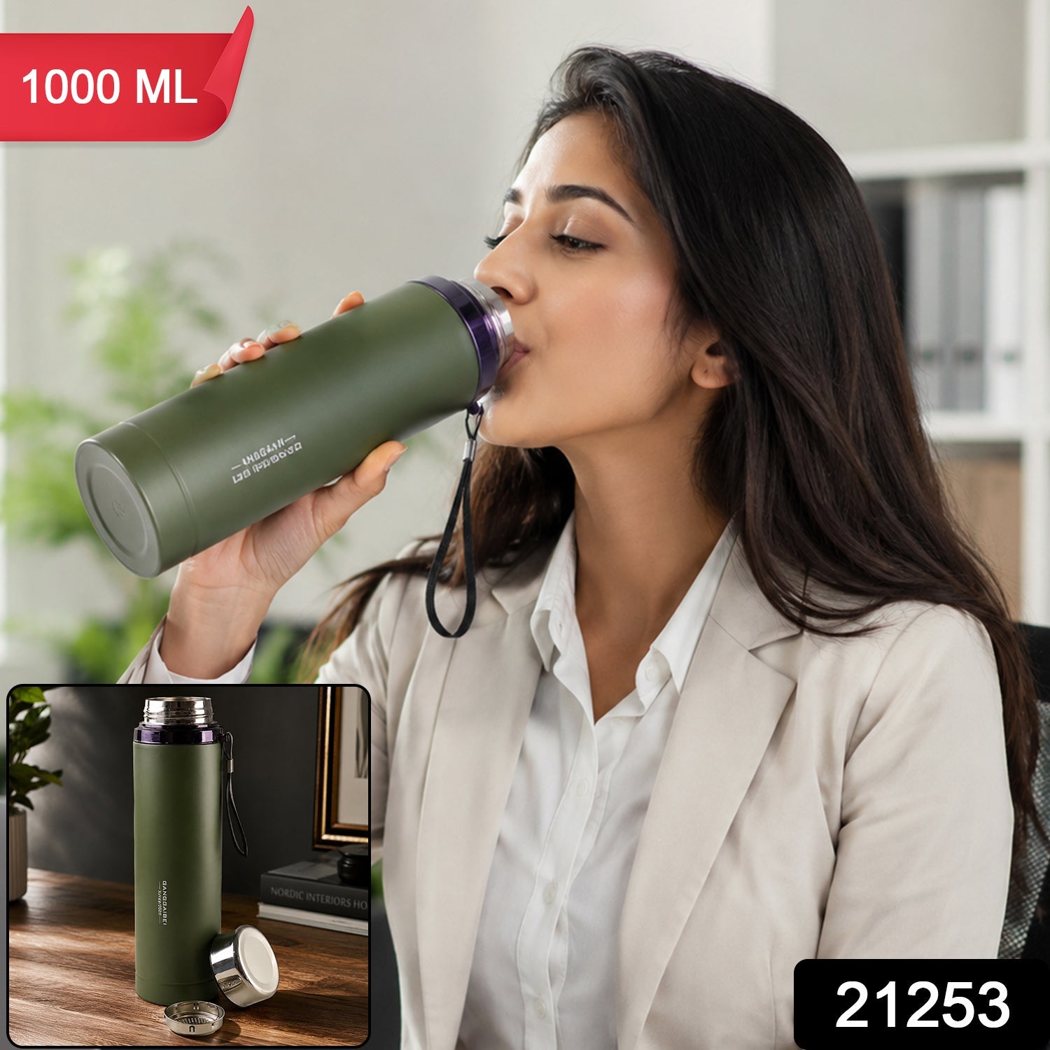 1 litre stainless steel vacuum flask for hot and cold drinks