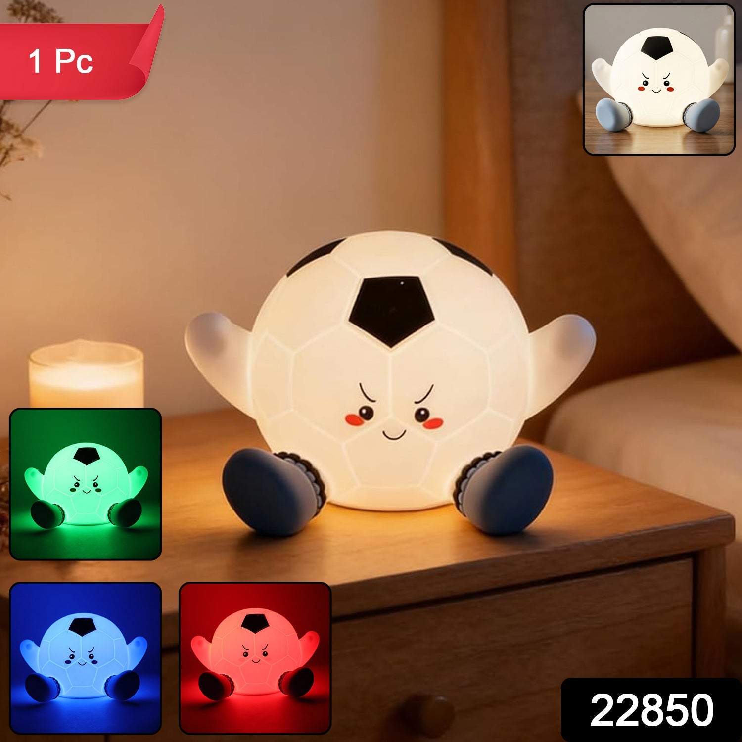 Soccer ball tap lamp kids