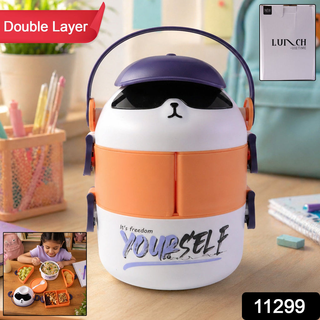 Durable plastic cartoon lunch box with compartments