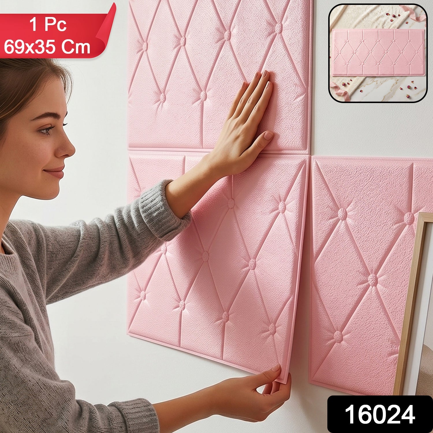 Cushioned pink foam wall sticker for easy wall decoration home improvement