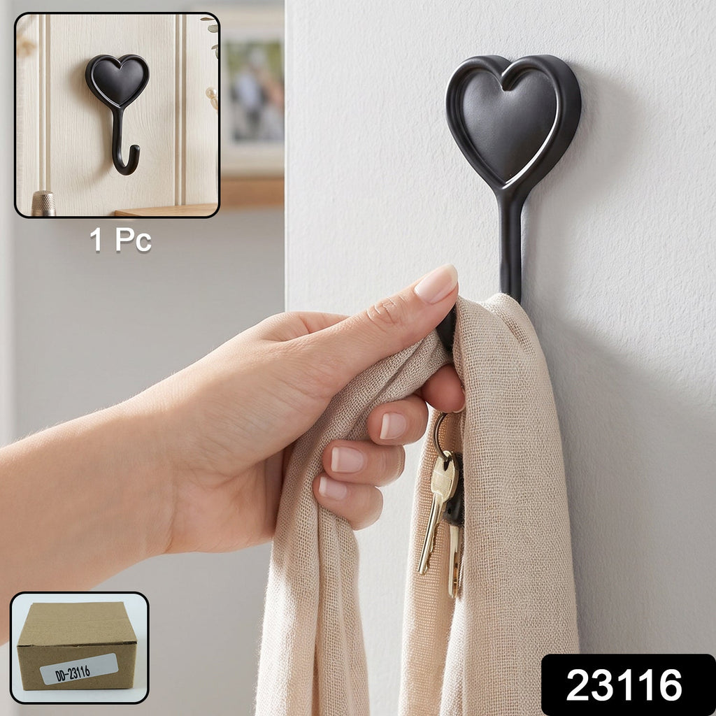 Heart shaped adhesive wall hook for keys, scarves and bags