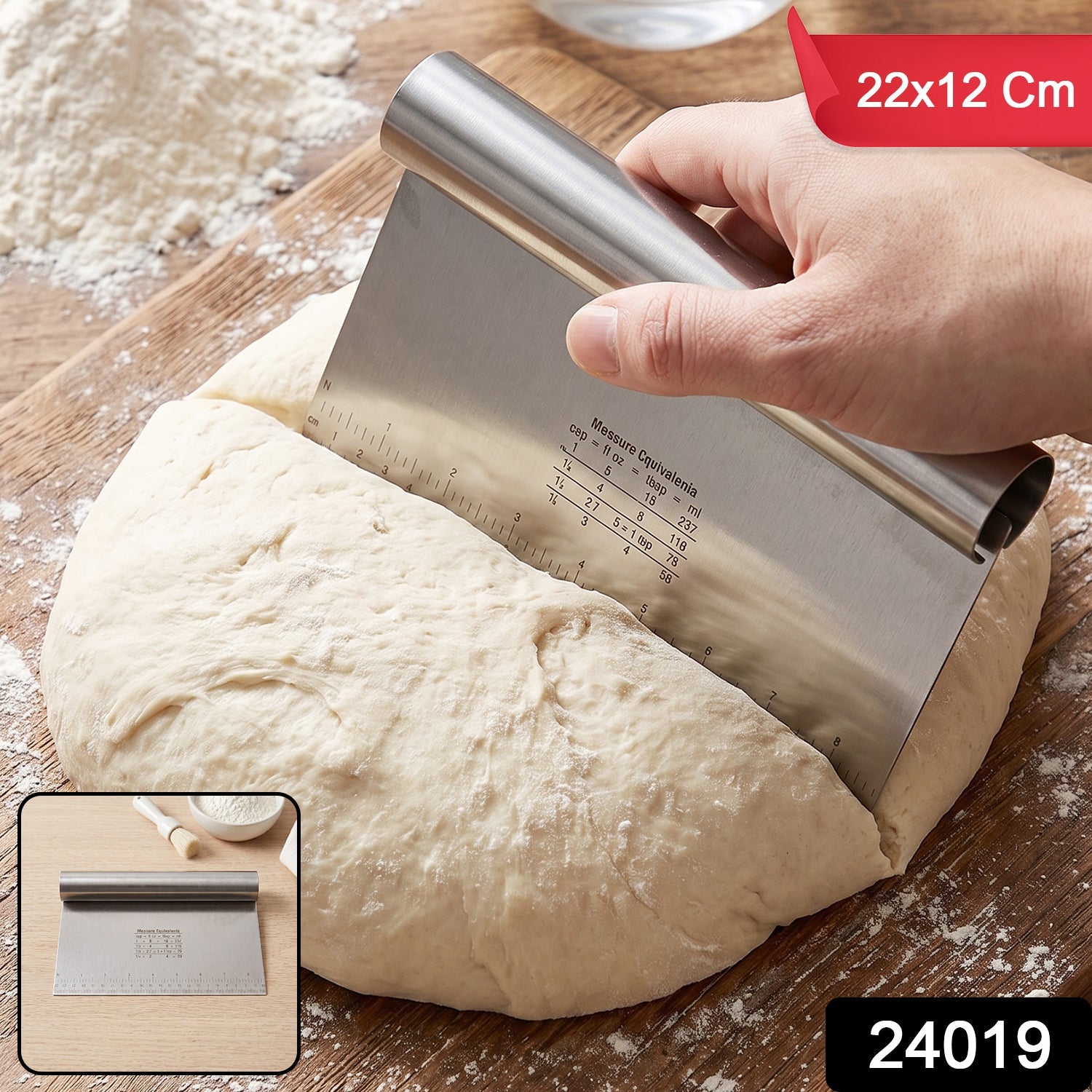 Dough scraper cutter with scale